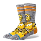 Stance C-3PO Star Wars crew socks in gold and grey – angled view