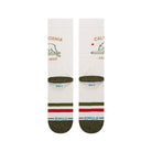 Stance California Republic 2 off-white crew socks rear view showing red and green stripes and olive toes