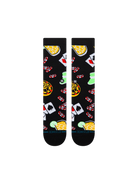 Stance All In crew socks black – flat view of playing cards, chips and drinks pattern