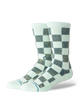 Stance Dance Floor Dusty Aqua checkerboard crew socks – angled view