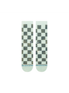 Stance Dance Floor Dusty Aqua crew socks – flat checkerboard front view