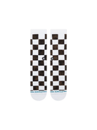 Stance Dance Floor White checkerboard crew socks – flat front view
