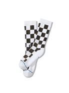 Stance Dance Floor White socks – black checkerboard pattern detail