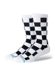 Stance Dance Floor White black checkerboard crew socks – angled view
