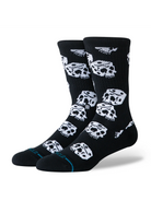 Stance Die Up black crew socks white skull dice pattern angled view