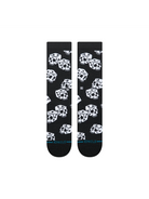 Stance Die Up black socks flat front view white skull dice graphics