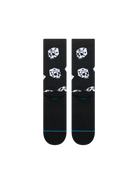 Stance Die Up crew socks black reverse view repeating skull dice pattern