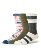 Stance Marine Layer 3-pack navy socks – flat view showing all three distinct pairs