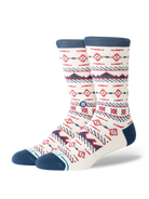 Stance Rising Tide Cream crew socks Santa graphic – angled view