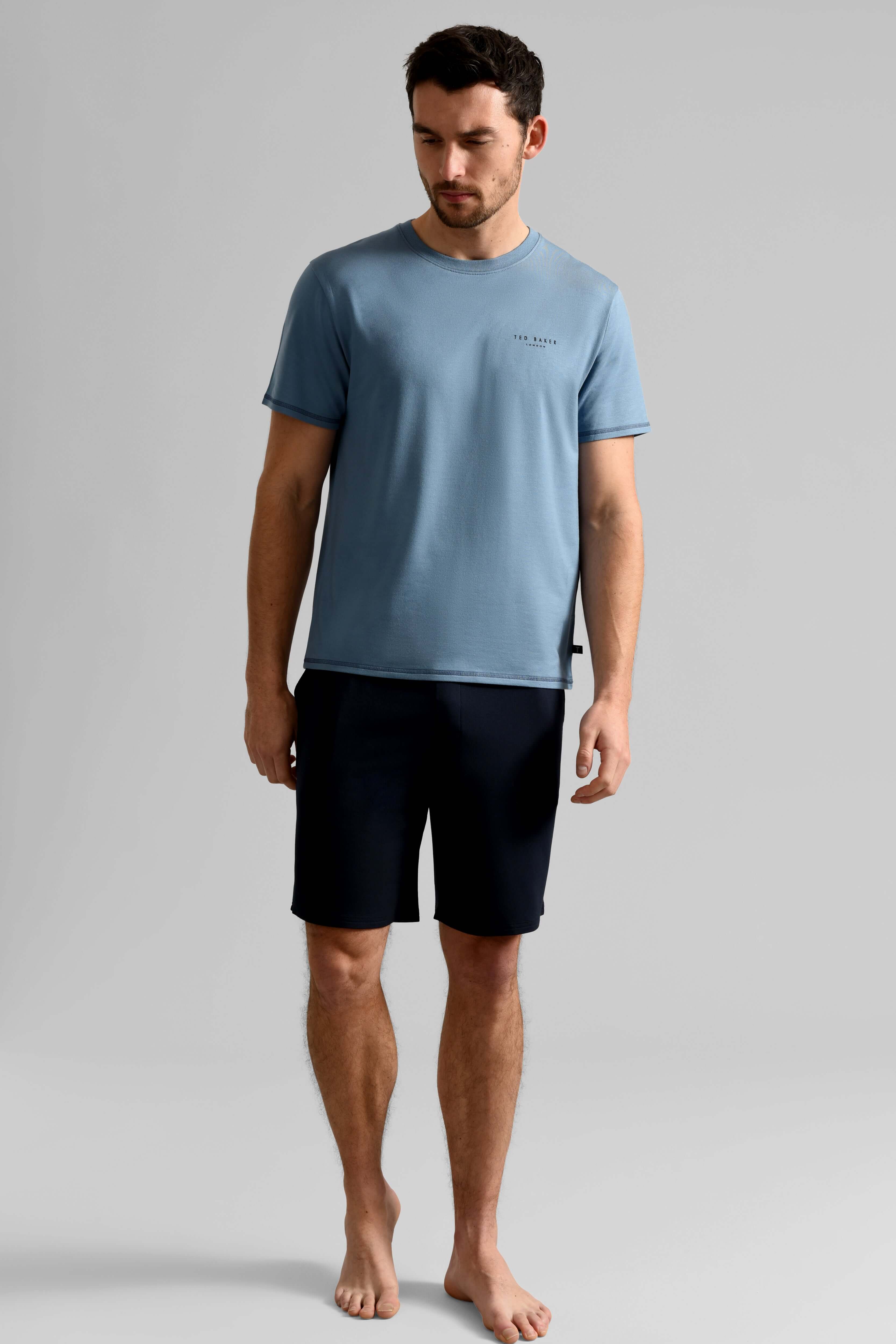 Ted Baker Mens Blue/Navy T-Shirt & Shorts Lounge Set - Modal