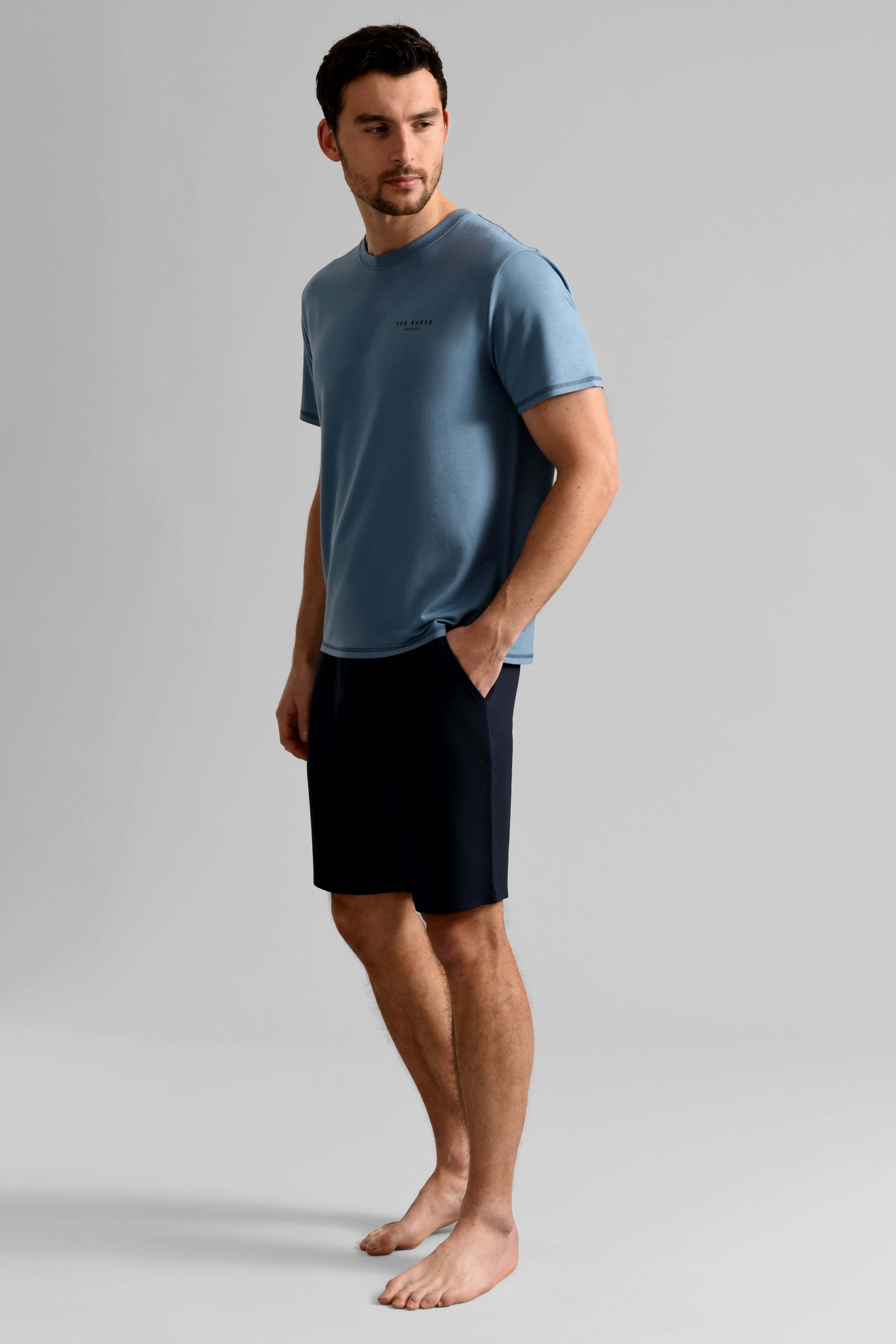 Ted Baker Mens Blue/Navy T-Shirt & Shorts Lounge Set - Modal