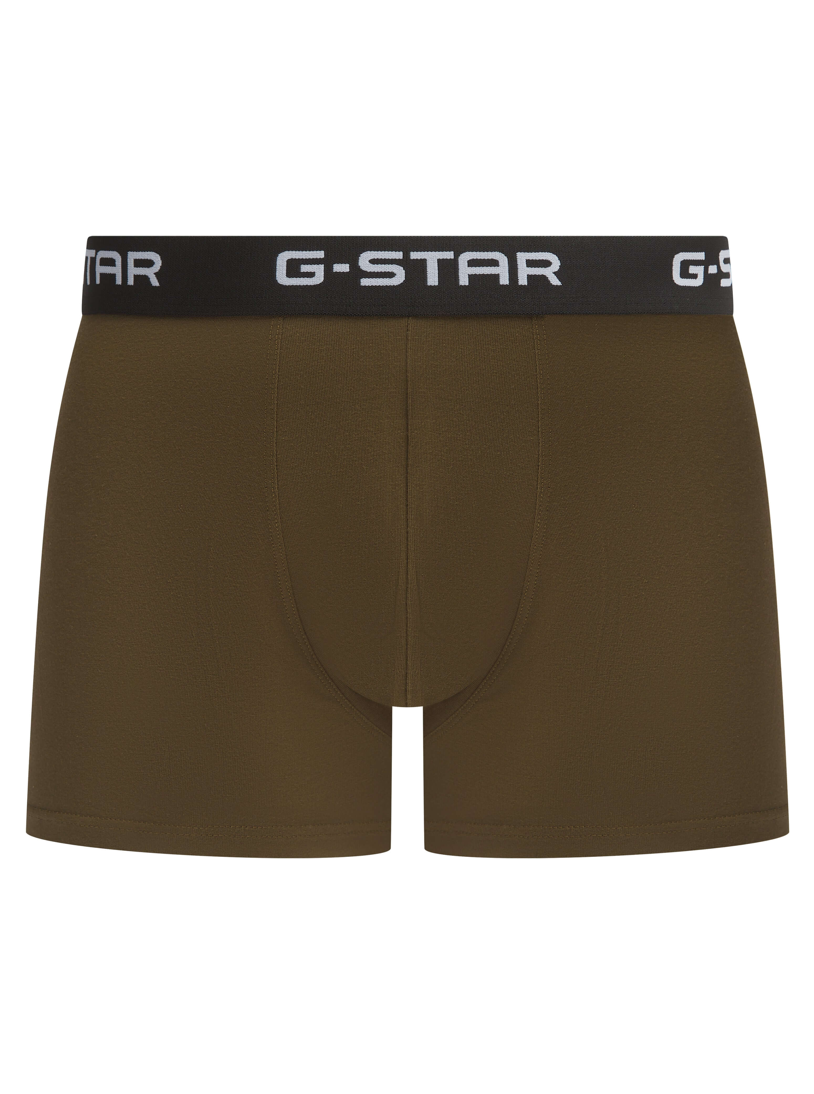 G-Star Men’s 3 Pack Cotton Stretch Trunks – Green / Olive / Black