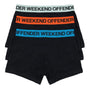 Weekend Offender Boxer Shorts 3 Pack Trunks - Black, Coloured Wasitbands