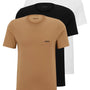Boss 3 Pack of Crew Neck Underwear T-Shirts In Cotton Jersey - Black / White / Beige