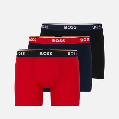 BOSS 3 Pack of Stretch Cotton Boxer Briefs - Red / Peacoat / Black