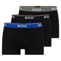 Boss - 3 Pack of Stretch Cotton Trunks with Logo Waistbands - Black