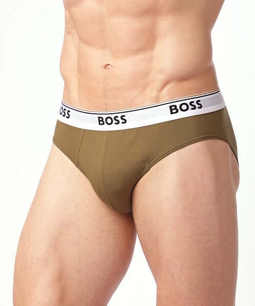 BOSS Men's 3 Pack Stretch Cotton Briefs - Green/Black/Olive