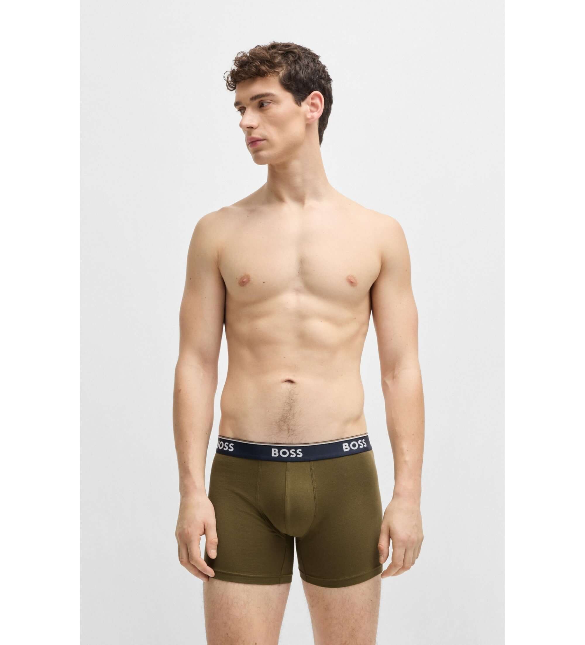 Boss 3 Pack of Stretch Cotton Power Boxer Briefs - Olive / Black / Camo