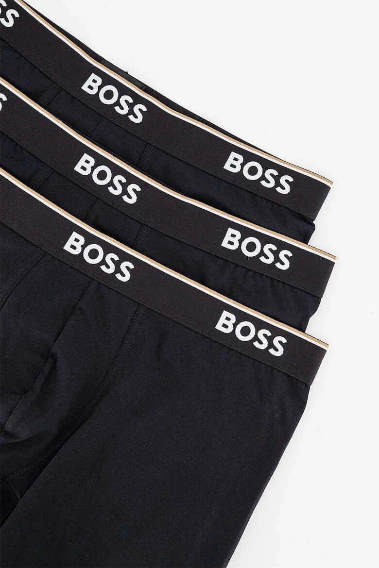 BOSS Men's Long Boxer Briefs – 3 Pack, Black | Stretch Cotton Underwear