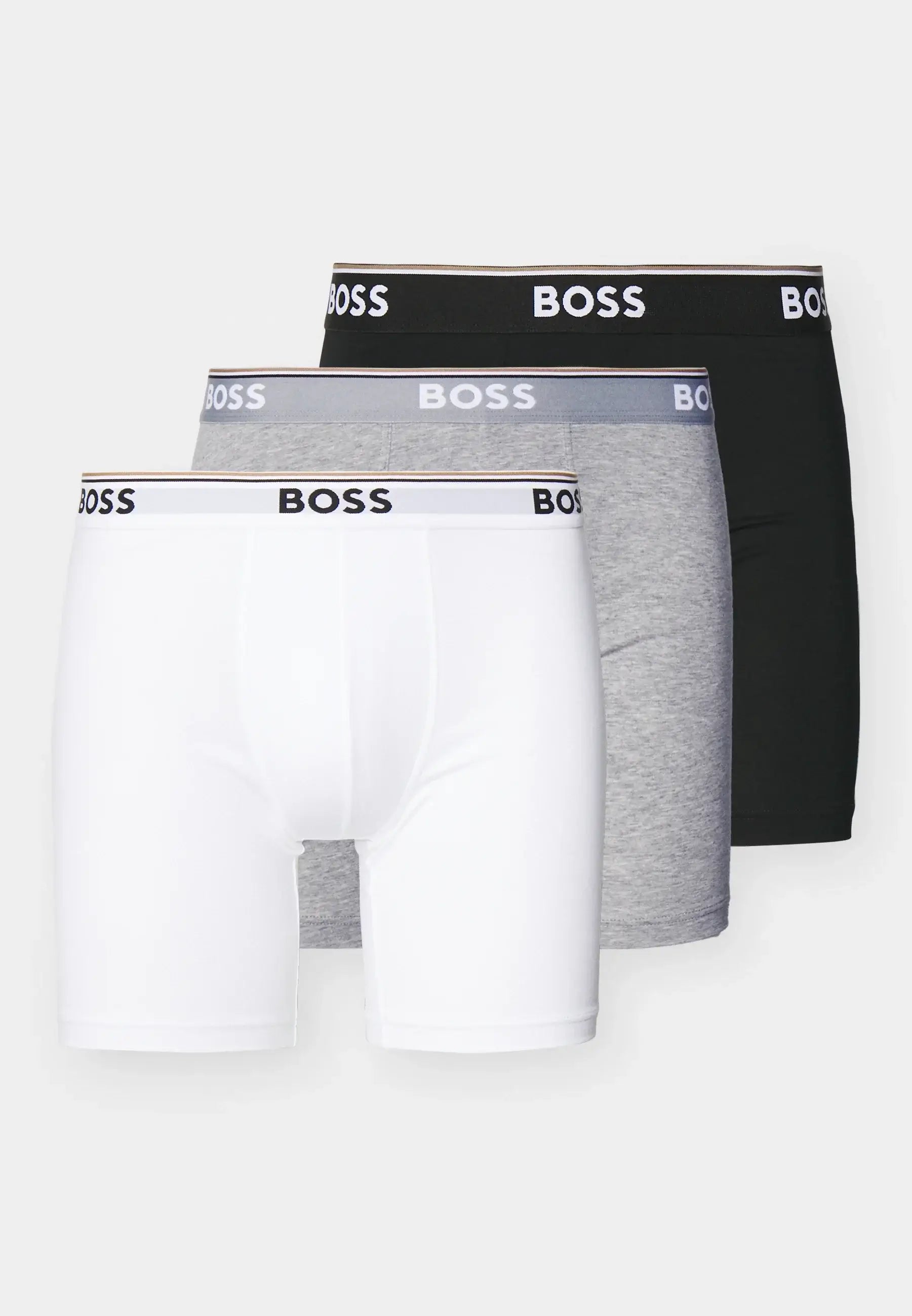BOSS Men's Long Boxer Briefs – 3 Pack (Black / White / Grey )