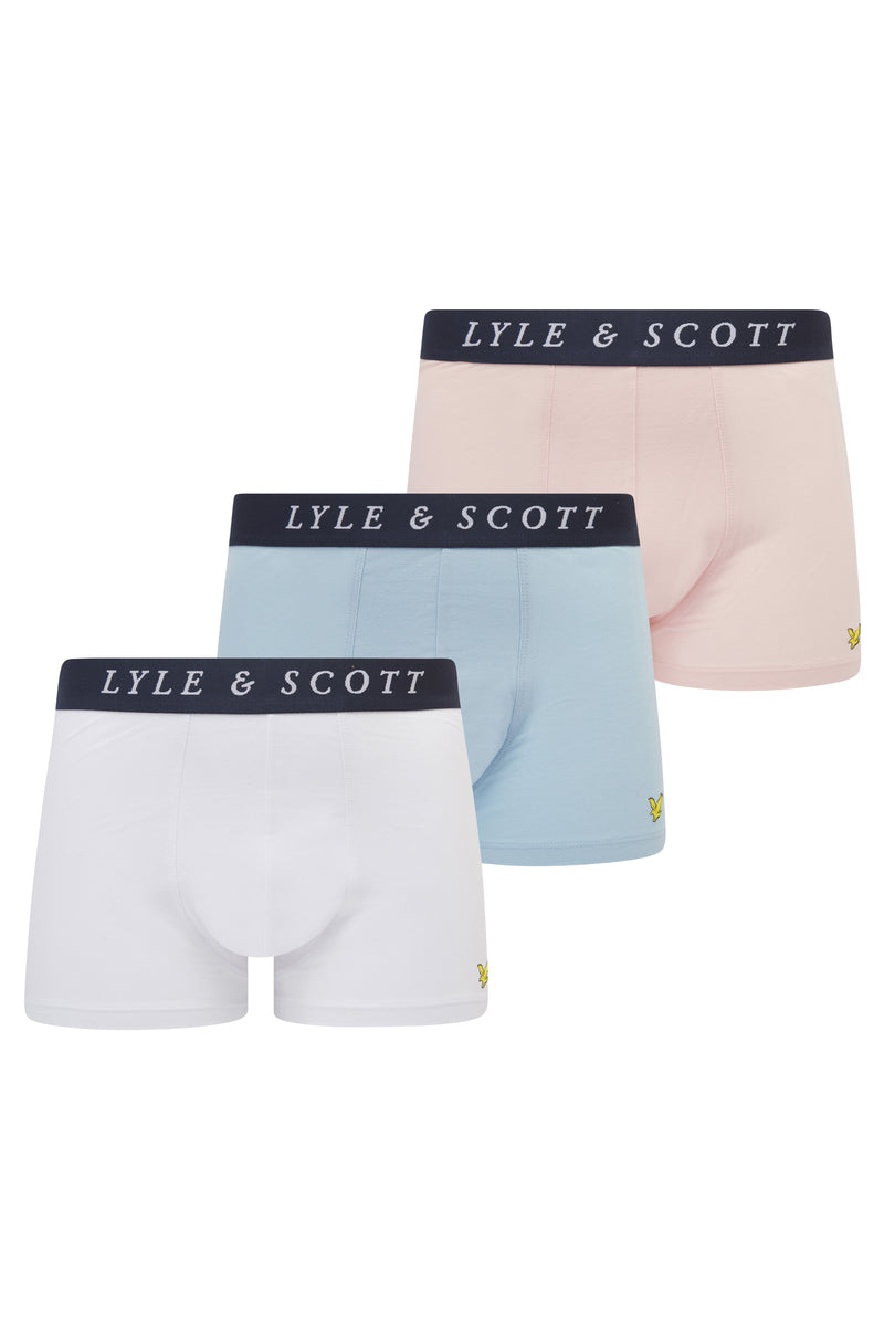 Lyle & Scott Multi Underwear Trunks 3 Pack - Blue/White/Ballet Slipper ...