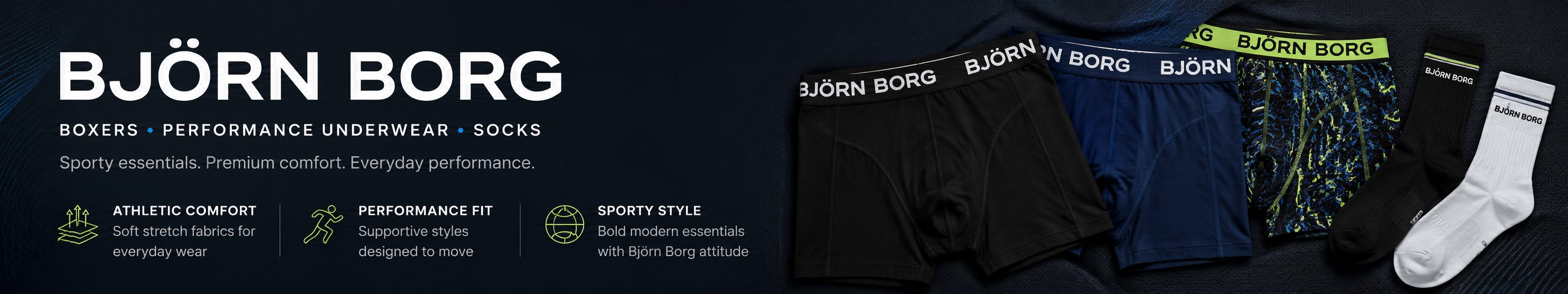Björn Borg: Trendy Men's Boxers, Trunks, Performance Underwear, and Socks Collection