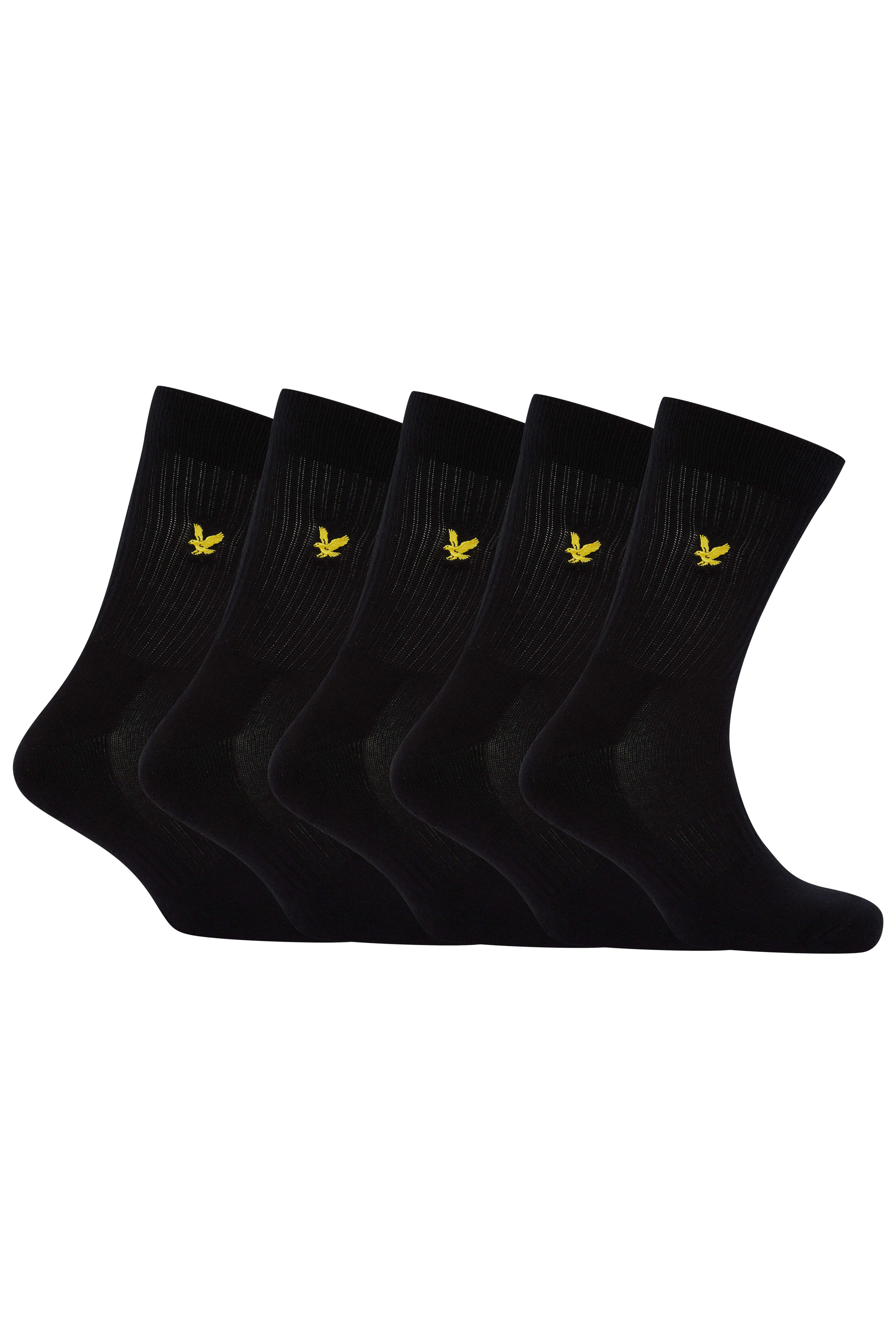 Lyle & Scott Men's 5 Pack Camdyn Sport Socks – Soft Cotton Blend, Black