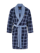 Lyle & Scott Cassidy - Check Print Bath Robe Contract Colar Blue / Navy