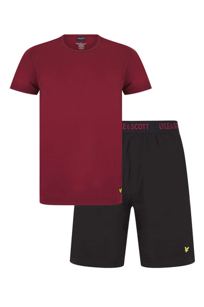 Lyle & Scott Charlie Shorts Lounge Set  - Ruby Wine / Black