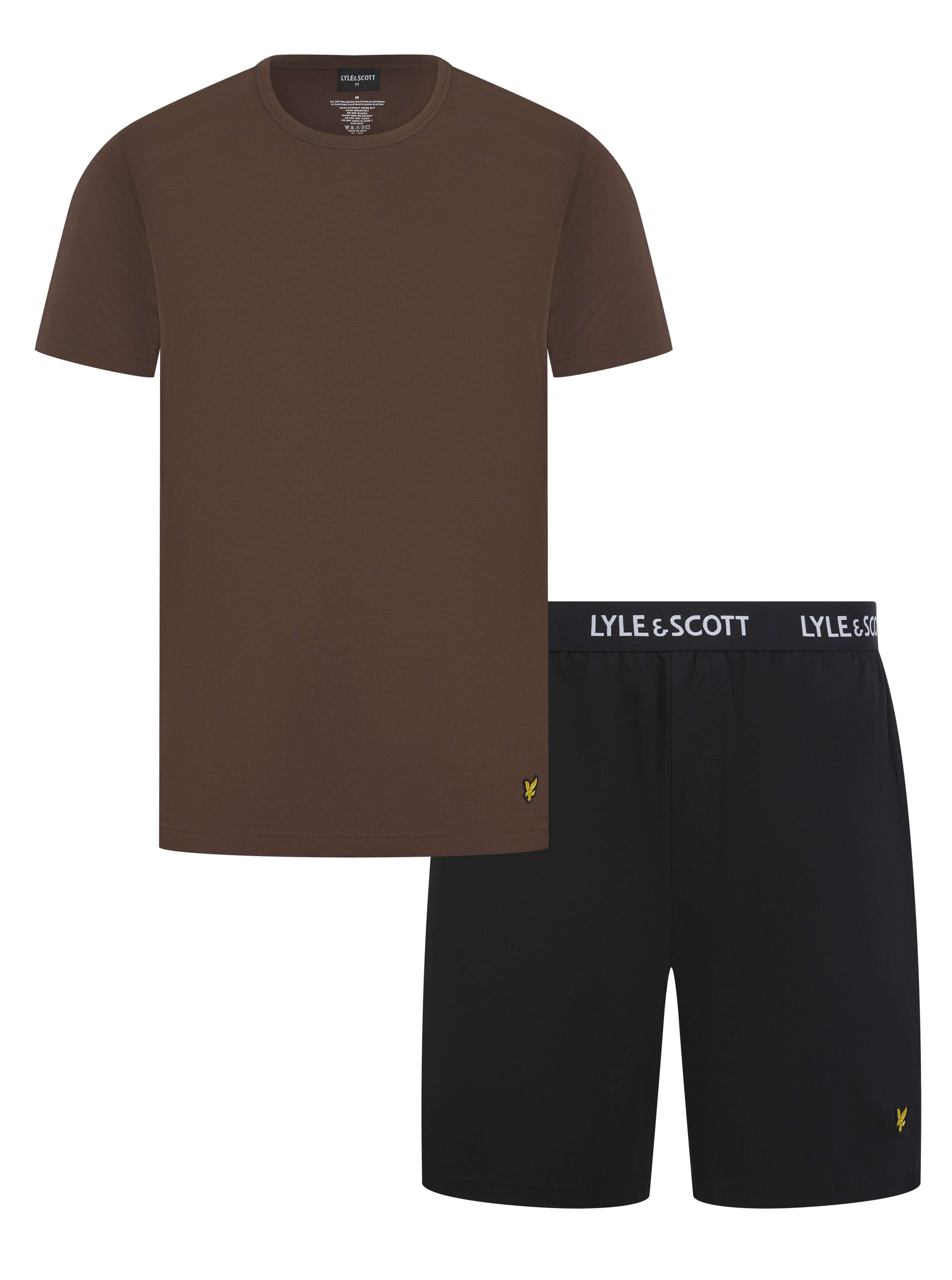 Lyle & Scott Charlie Shorts Lounge Set - Chocolate Brown/Black