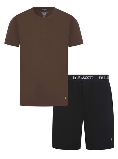 Lyle & Scott Charlie Shorts Lounge Set - Chocolate Brown / Black