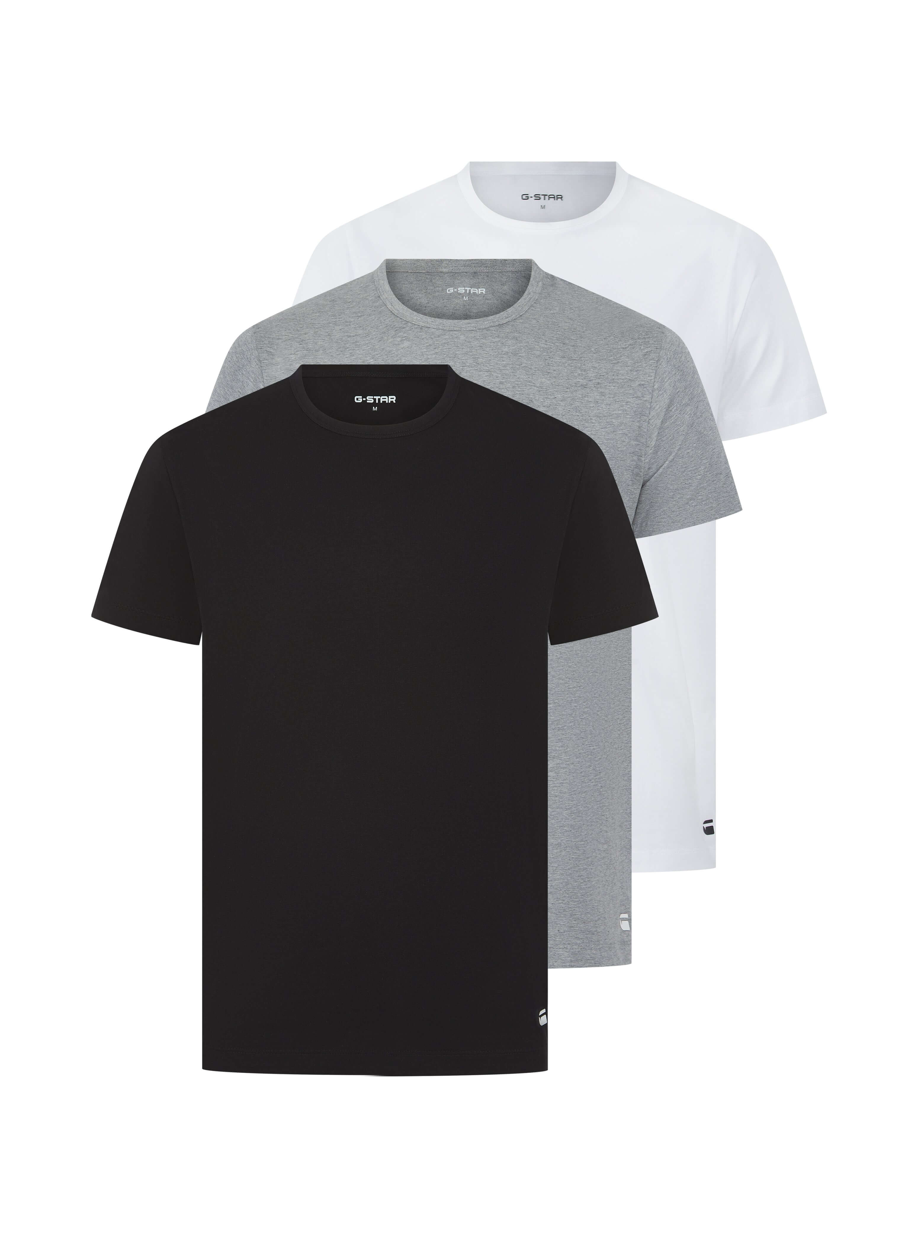 G-Star Men’s 3 Pack Regular Fit T-Shirts – Black, Grey & White | Bamboo Viscose Blend