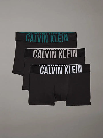 Calvin Klein Underwear 3 Pack Intense Power Cotton Trunks -  Black - Coloured Logo