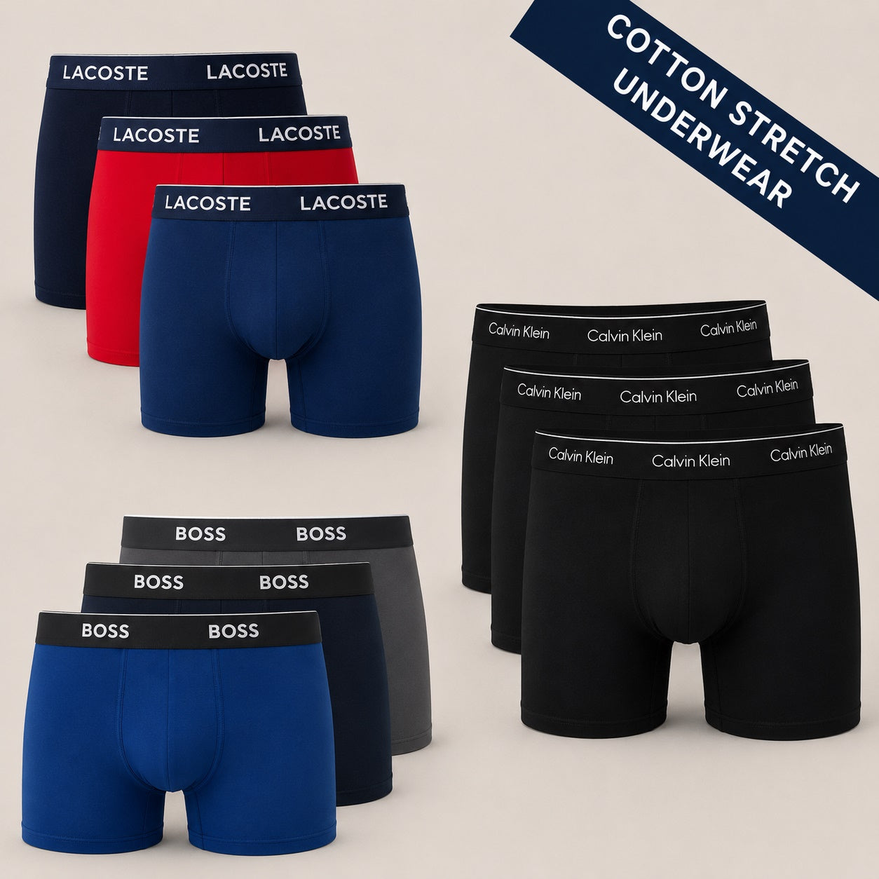 Cotton stretch underwear from top designer brands.