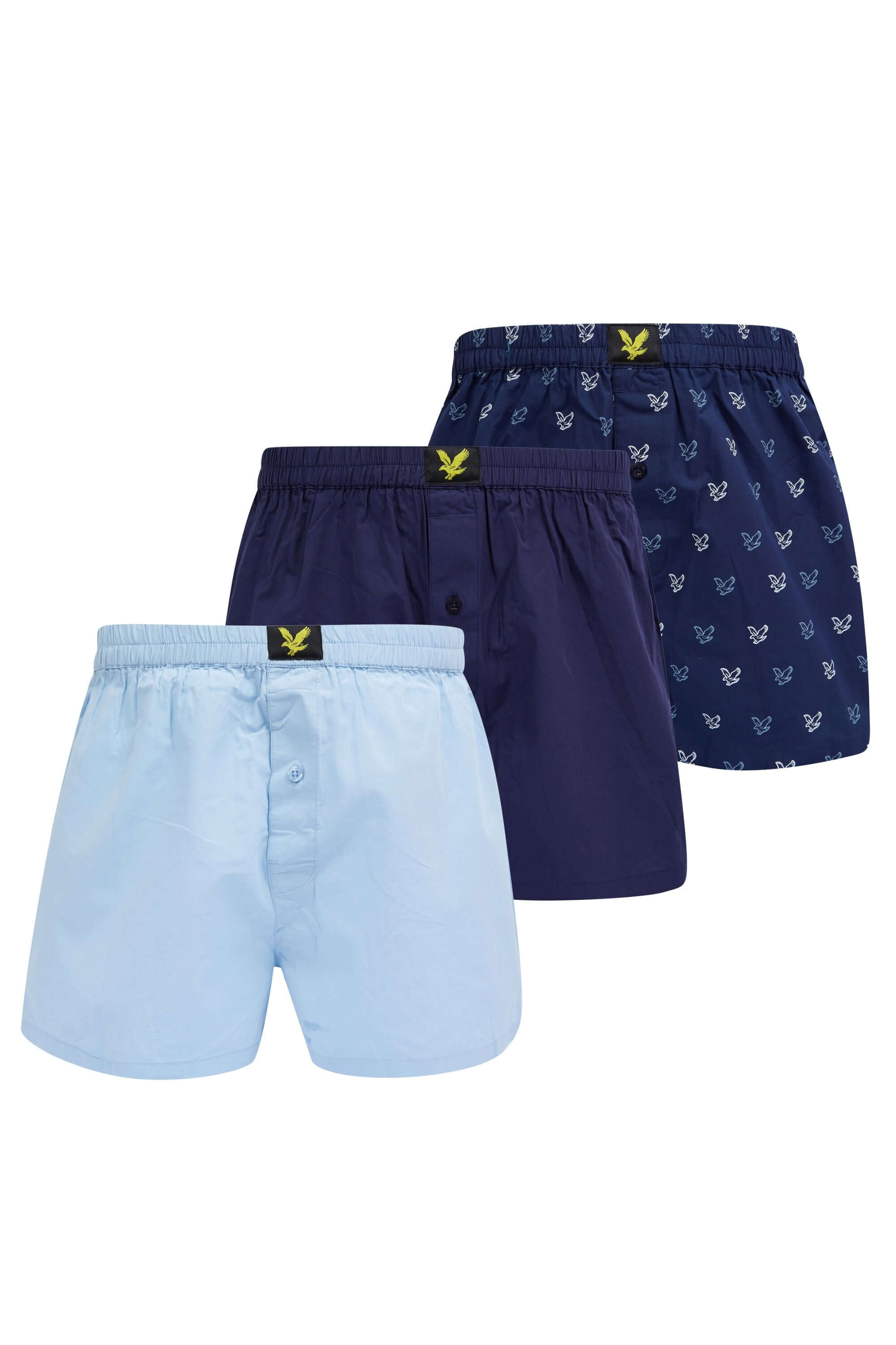 Lyle & Scott 3 Pack Lewis Men's Woven Boxers - Blue/Logo printed