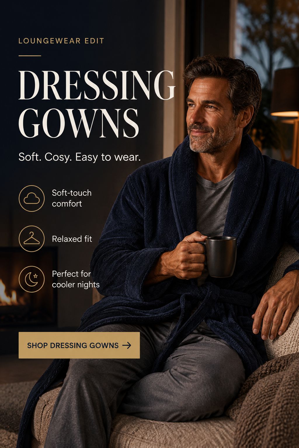 Men’s designer dressing gowns and robes for autumn loungewear