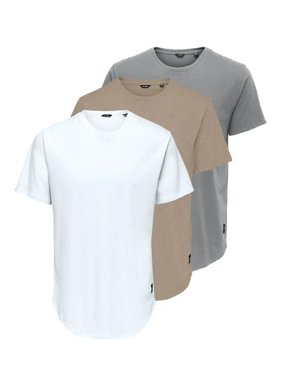 Only & Sons Onsmatt Longy Tee 3-Pack | Classic Men’s Cotton T-Shirts