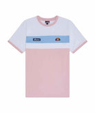 Ellesse Men's Blockadi Tee - White/Light Pink/Light Blue T-Shirt