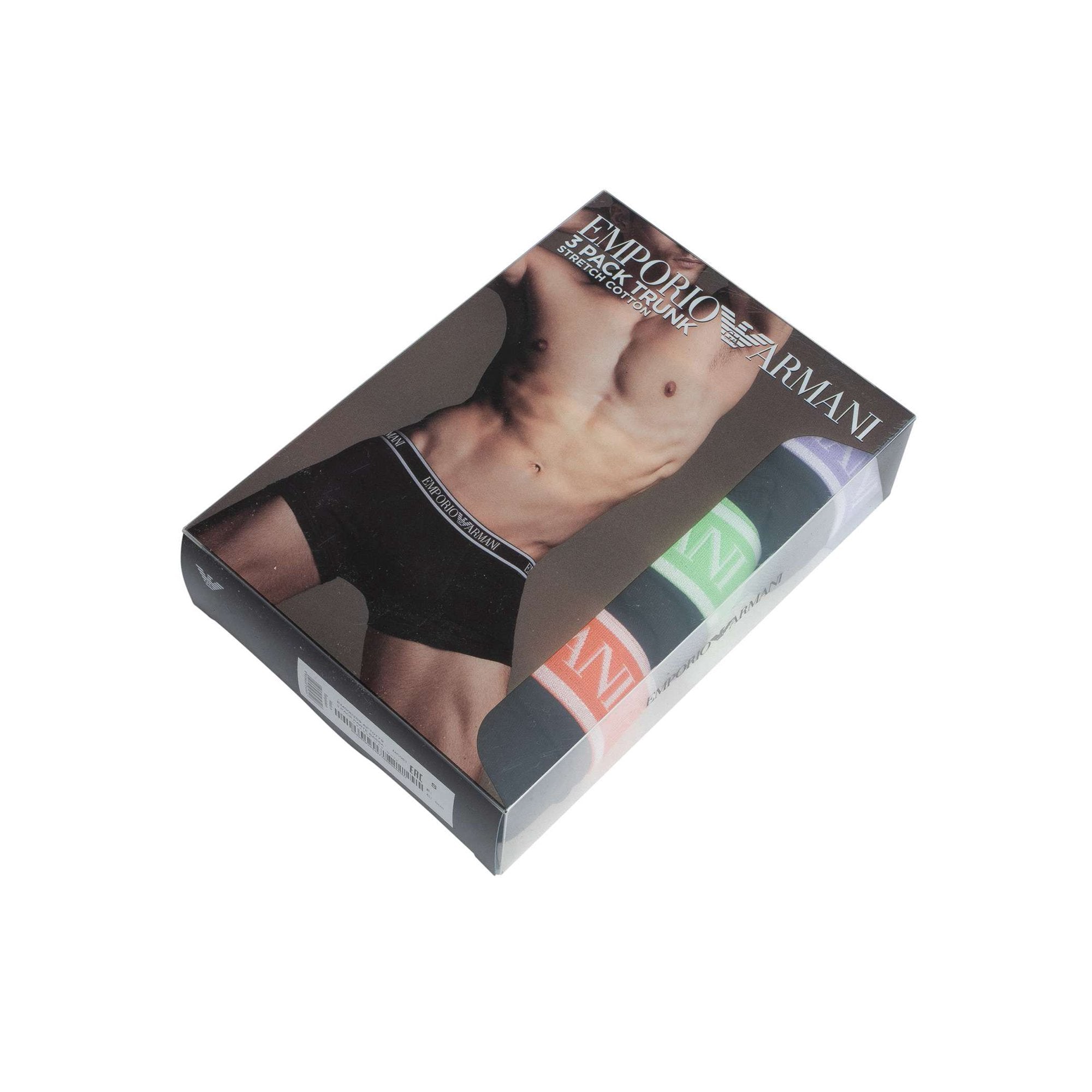 Emporio Armani 3 Pack Trunks Stretch Cotton - Black Multi