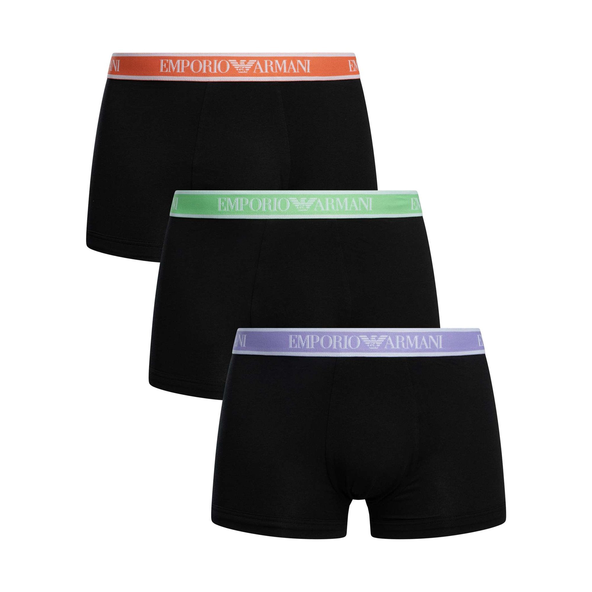 Emporio Armani 3 Pack Trunks Stretch Cotton - Black Multi