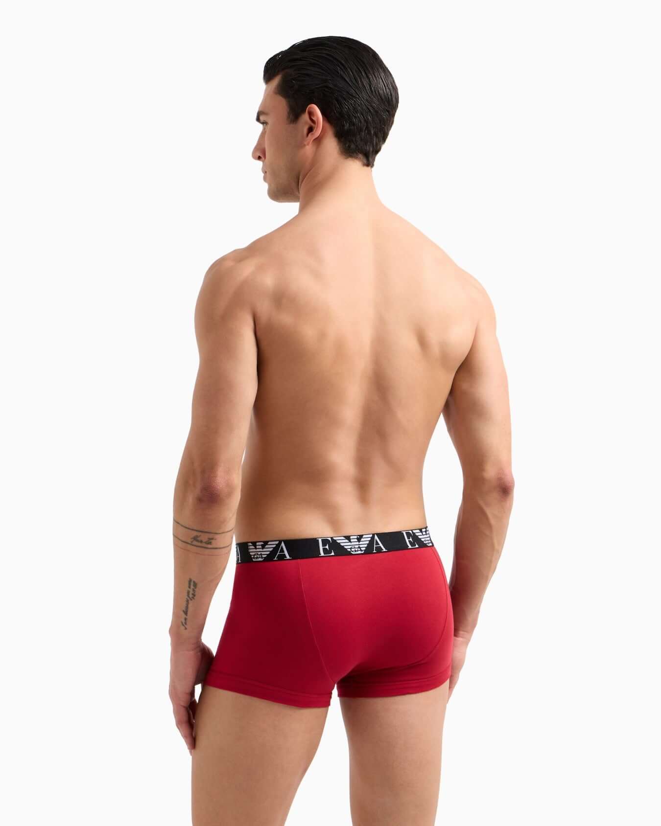 Emporio Armani 3 Pack Bold Monogram Trunks – Red / Black / White