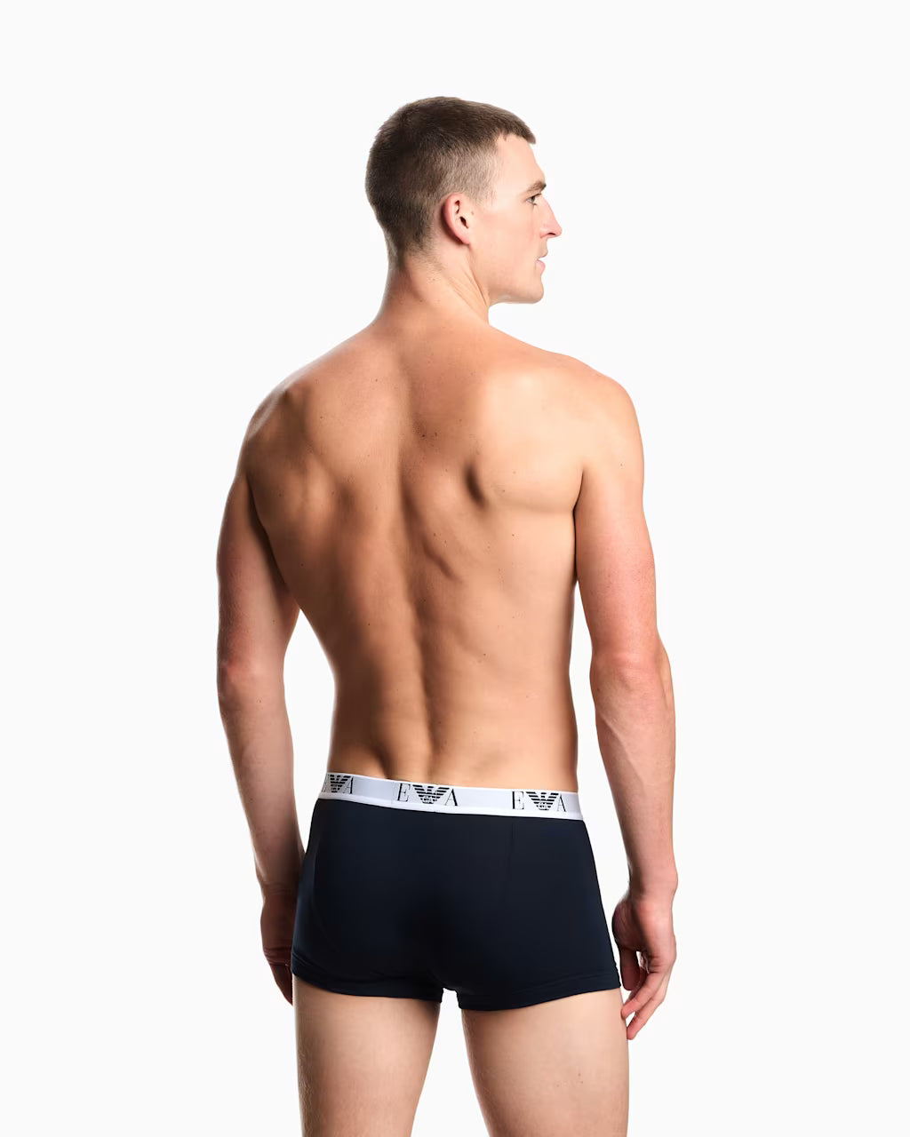 Emporio Armani AF14131 Armani Blue trunks waistband detail