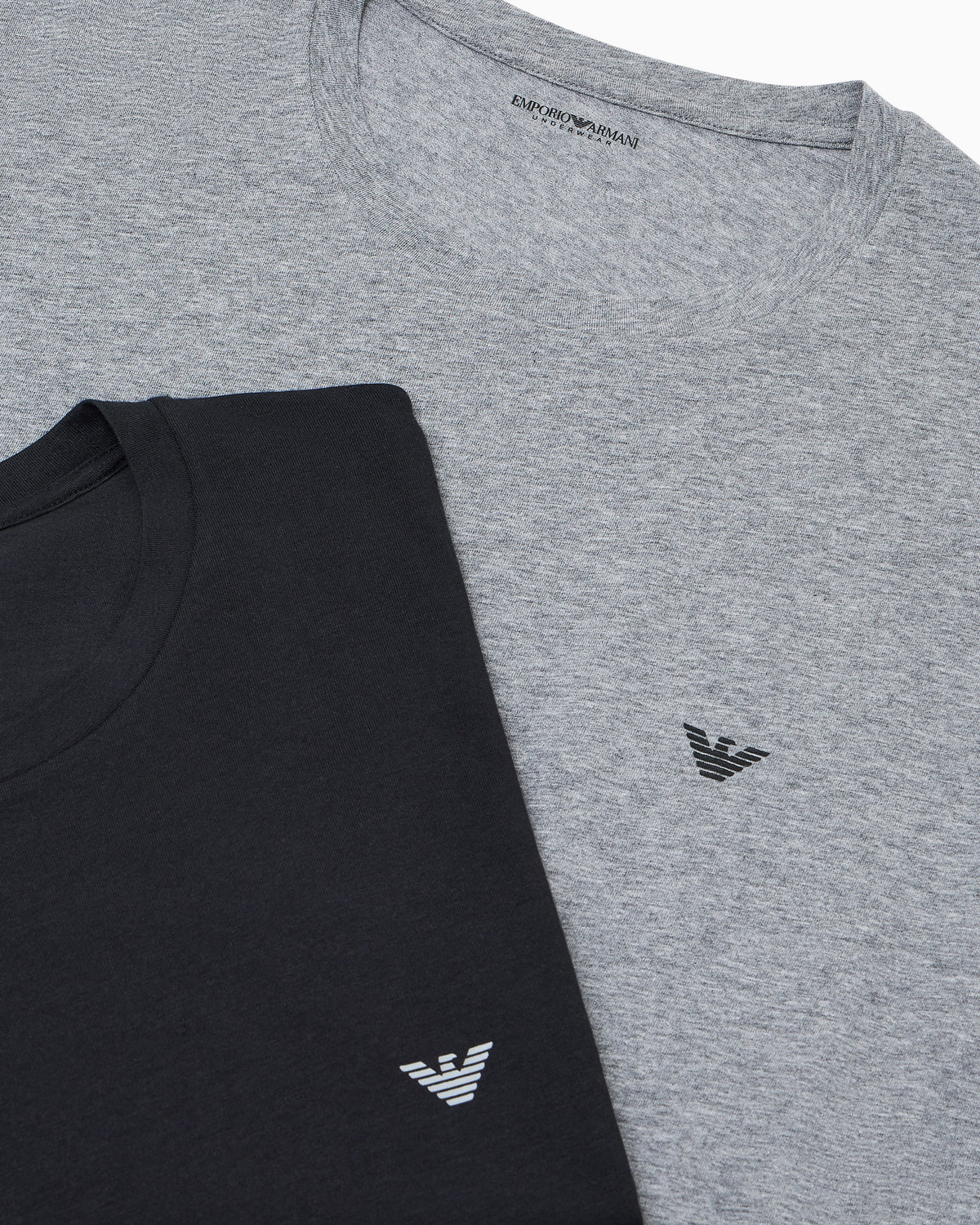 Emporio Armani 2 Pack T-Shirts Grey Melange Black detail view