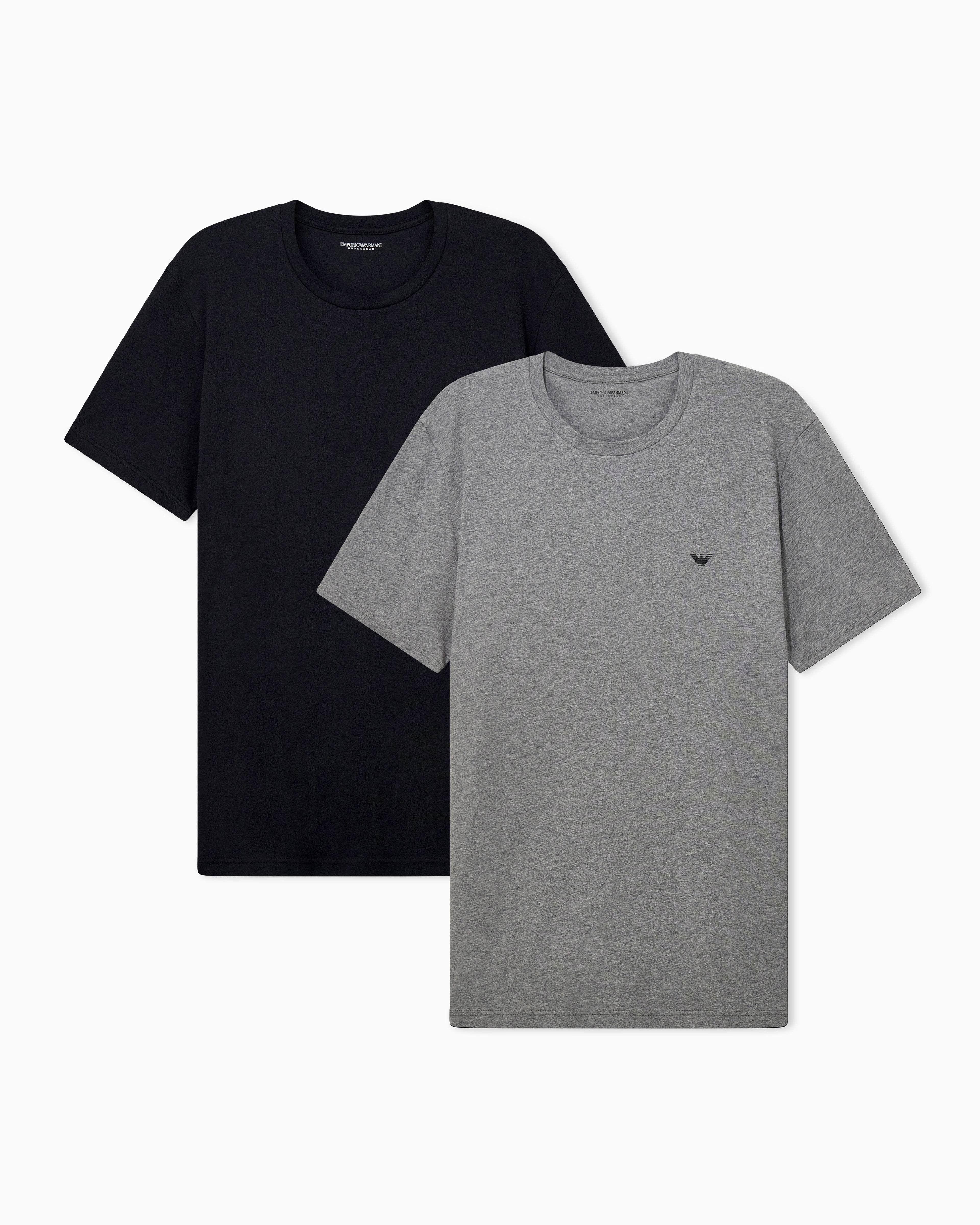 Emporio Armani 2 Pack T-Shirts Grey Melange Black product view