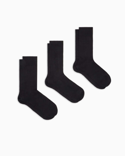 Emporio Armani 3-Pack Jacquard Cotton Stretch Socks – Black & Blue