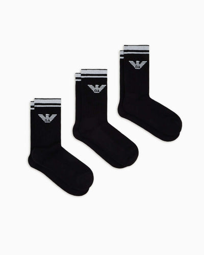 Emporio Armani 3-Pack Men’s Sports Socks – Eagle Logo Terrycloth