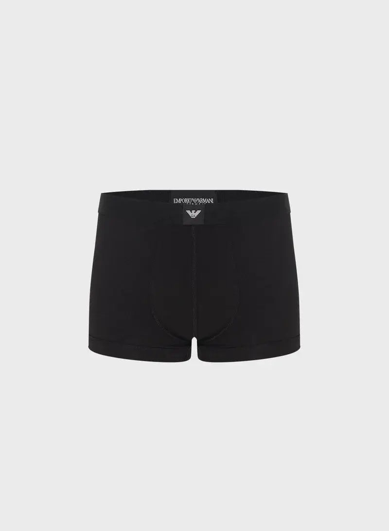Emporio Armani 3-Pack Stretch Cotton Jersey Trunks, Black – Essential Logo Waistband