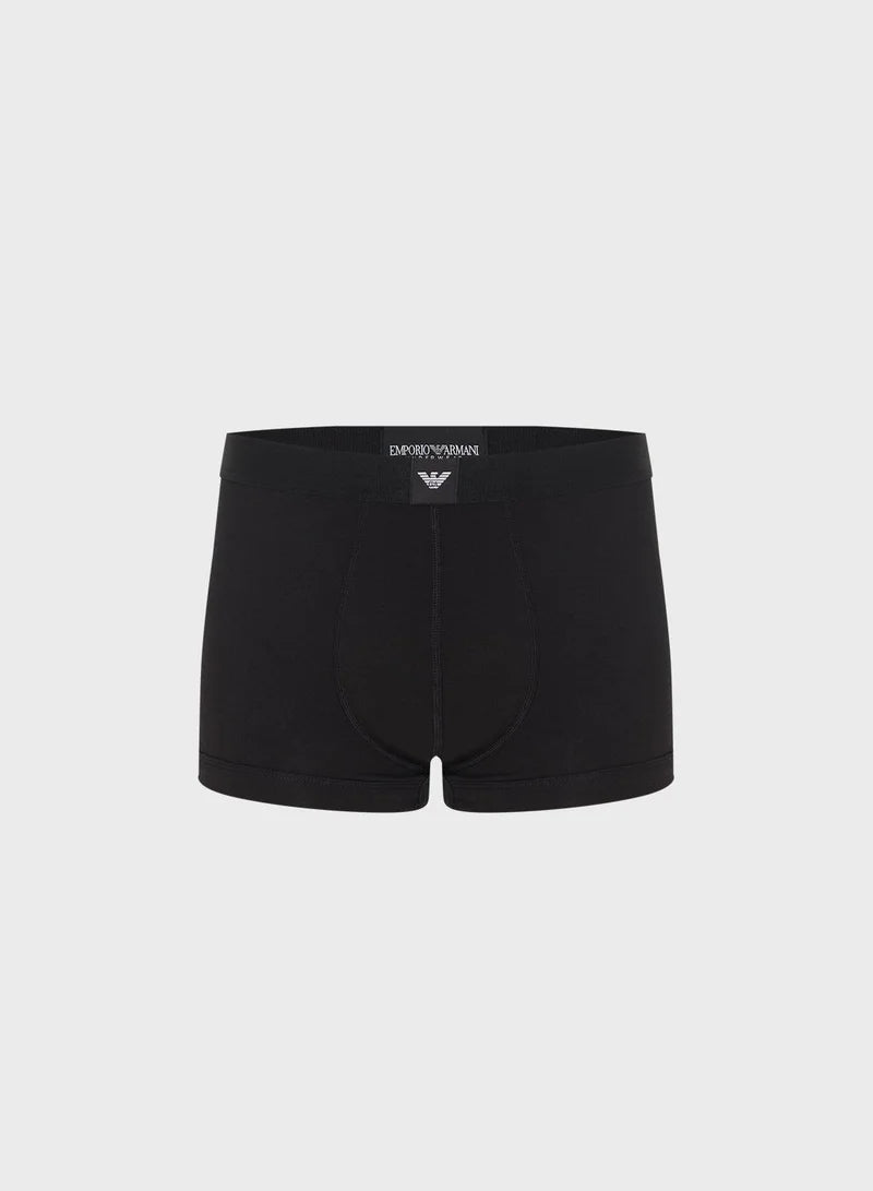 Emporio Armani 3-Pack Stretch Cotton Jersey Trunks, Black – Essential Logo Waistband