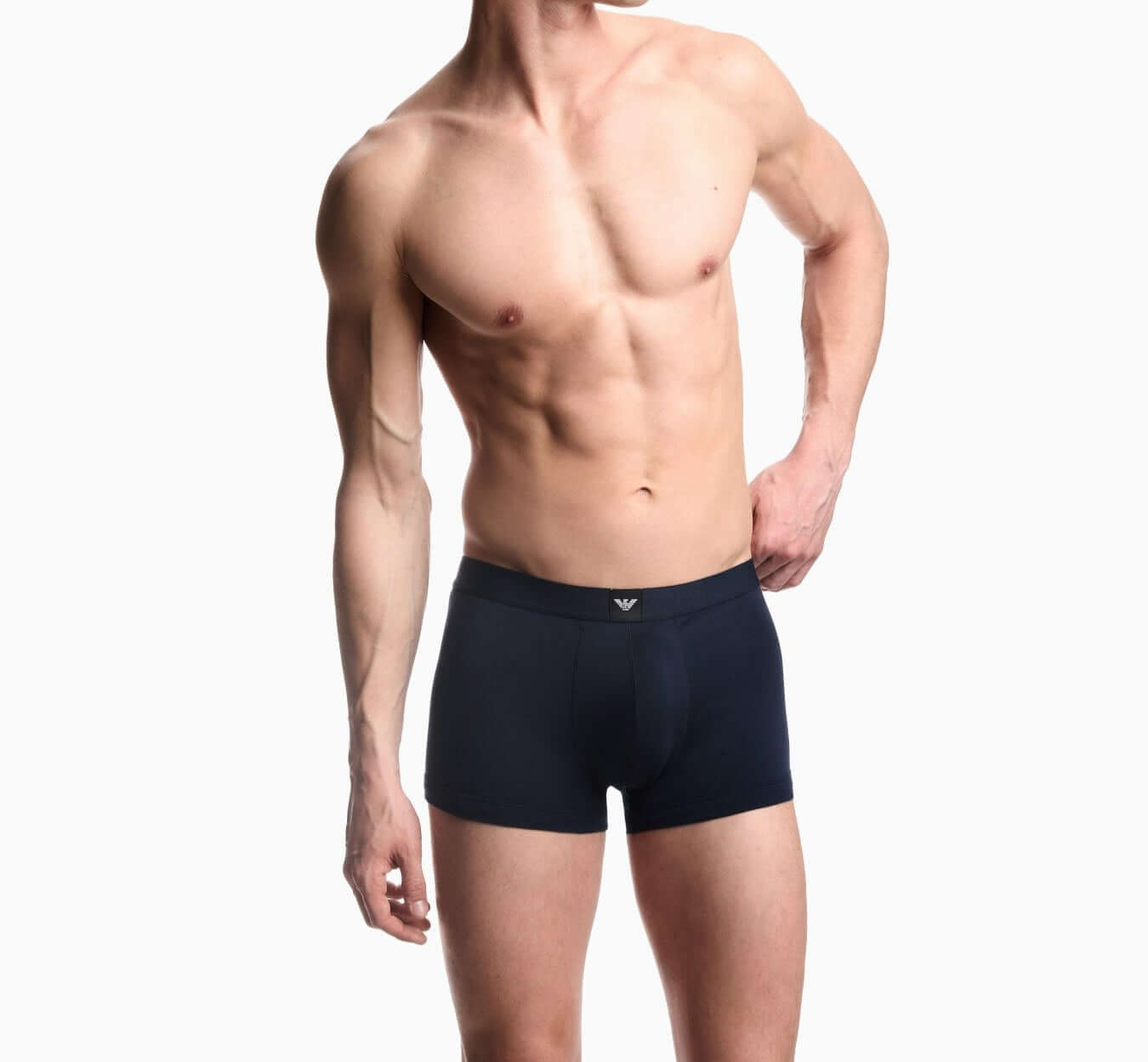 Emporio Armani 3-Pack Stretch Cotton Jersey Trunks, Navy – Essential Logo Waistband
