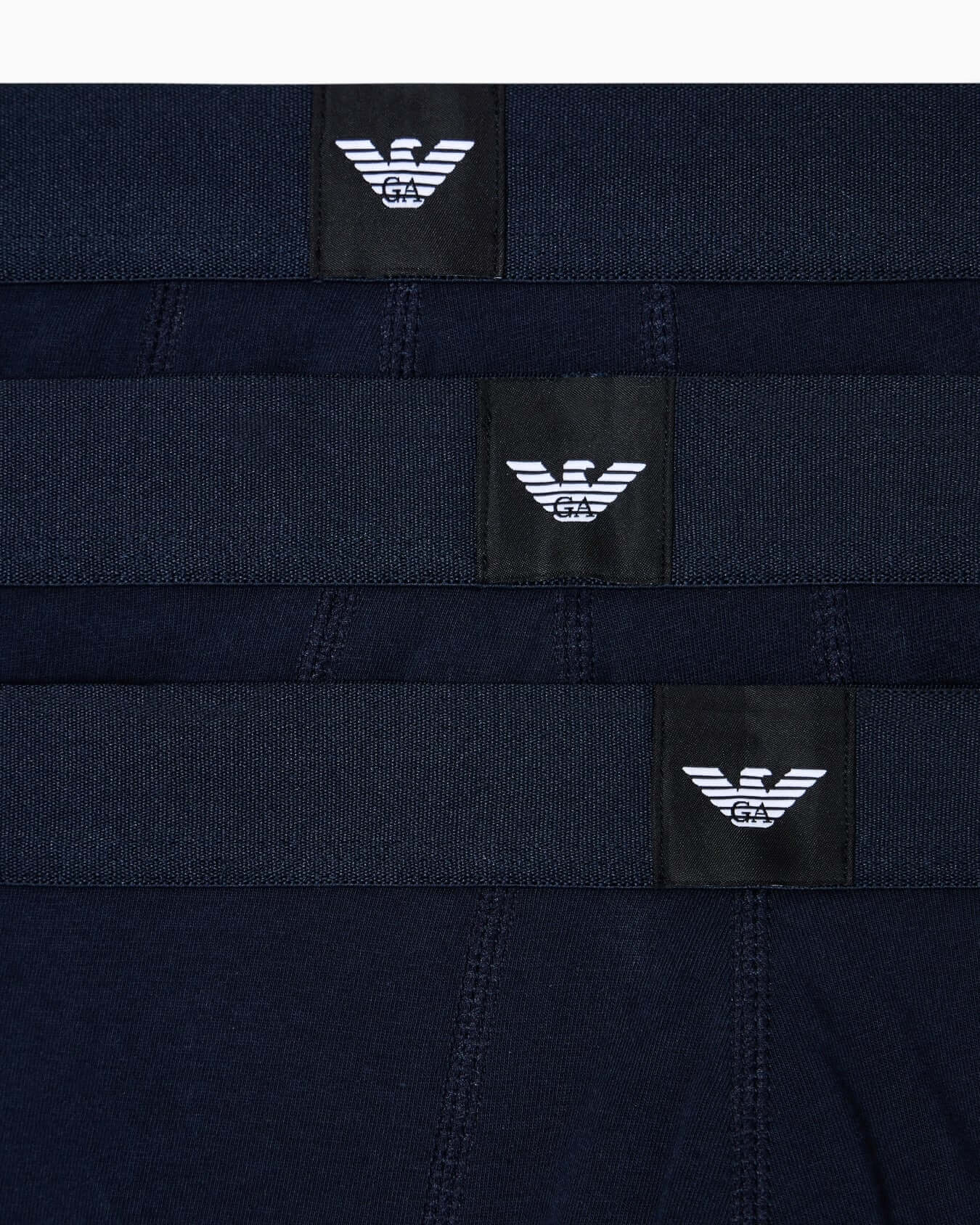 Emporio Armani 3-Pack Stretch Cotton Jersey Trunks, Navy – Essential Logo Waistband
